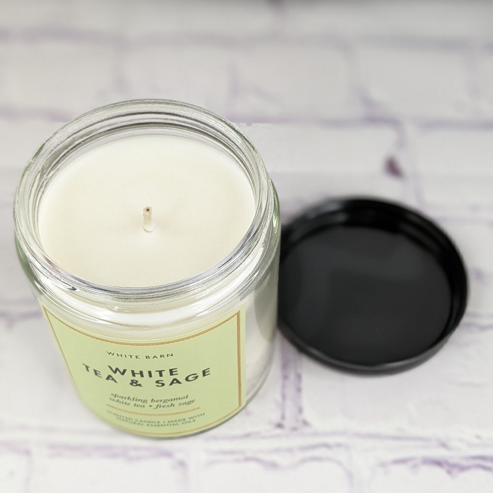 White Barn White Tea & Sage Mason Single Wick Candle - Picture 3 of 6